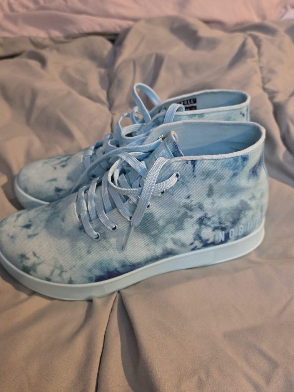 NOBULL Light Blue Tie-Dye Canvas High-Top Sneakers